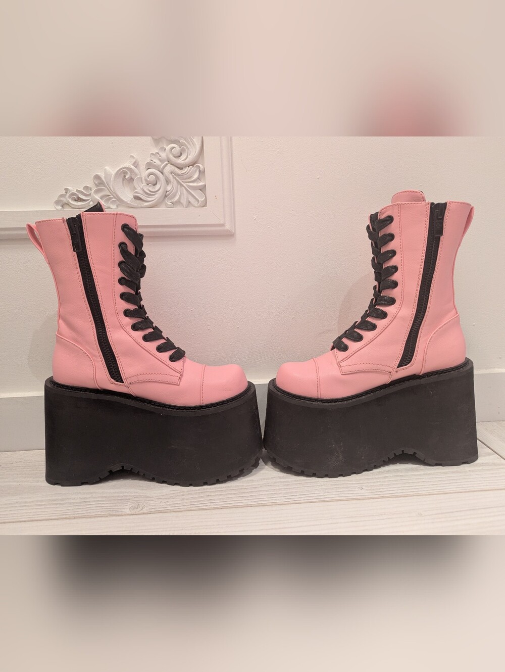Current Mood Pink Platform Lace-Up Combat Boots - Picture 5 of 6